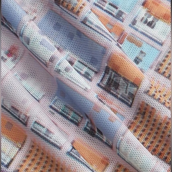 3/$28❤️SHEIN ICON ALLOVER PRINT RUCHED BODY.COM DRESS SIZE L - Picture 3 of 5